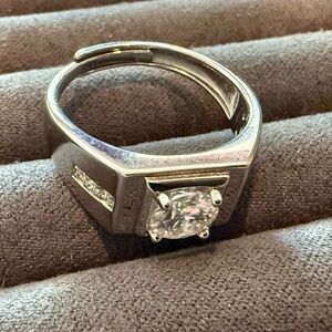 Silver Ring Moissanite Mens or Womens Ring size 10